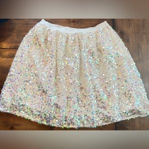 Girls white sequin skirt fully lined